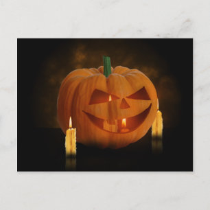 Carte Postale Citrouille de lanternes d'Halloween avec bougies