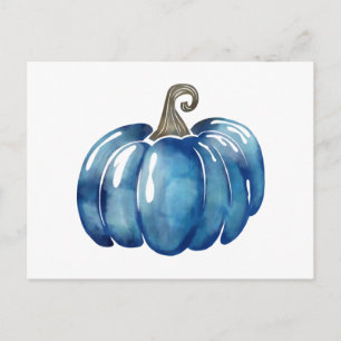 Carte Postale Citrouille de Thanksgiving aquarelle bleue saisonn