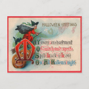 Carte Postale Citrouille de Witch Jack-o'-lantern