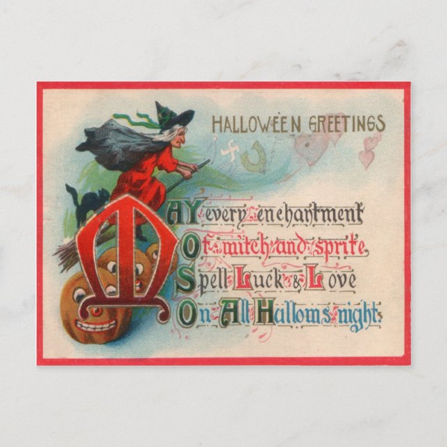 Carte Postale Citrouille de Witch Jack-o'-lantern (Devant)