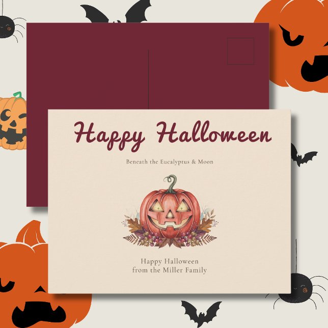 Carte Postale Citrouille d'Halloween Cottagecore (Créateur téléchargé)