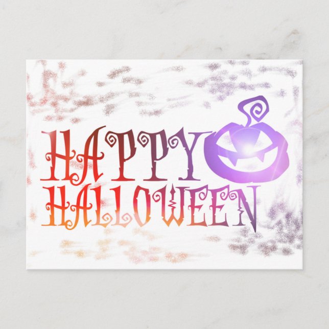 Carte Postale Citrouille d'Halloween effrayante et heureuse (Devant)