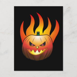 Carte Postale Citrouille d'Halloween en feu