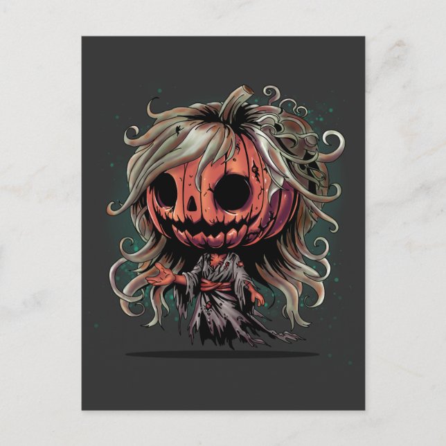 Carte Postale Citrouille d'Halloween Ghoul (Devant)