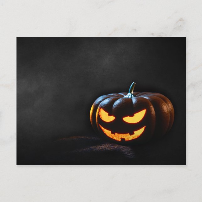 Carte Postale Citrouille d'Halloween Jack-O-Lantern Éffrayant (Devant)