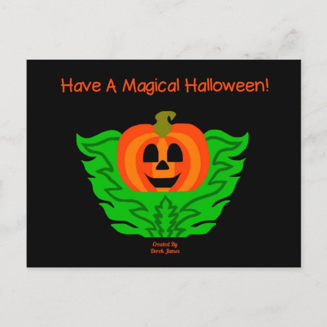 Carte postale Citrouille d'Halloween magique (Devant)