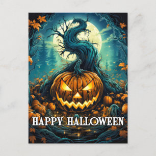 Carte Postale Citrouille d'Halloween sous le clair de lune