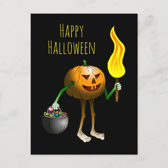 Carte Postale Citrouille d'Halloween Trick or Treating (Devant)
