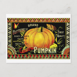 Carte Postale Citrouille d'or rétro Vintage Halloween
