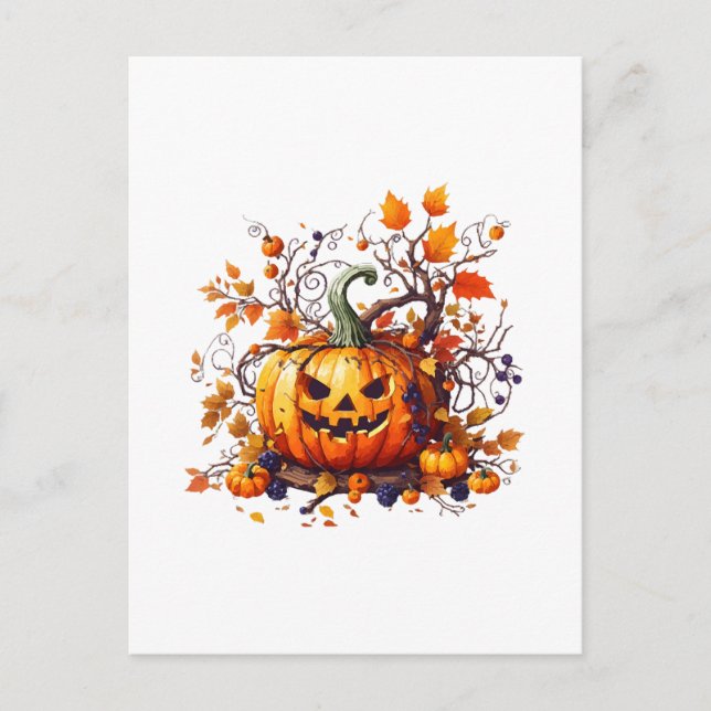 Carte Postale citrouille drôle d'automne Halloween (Devant)