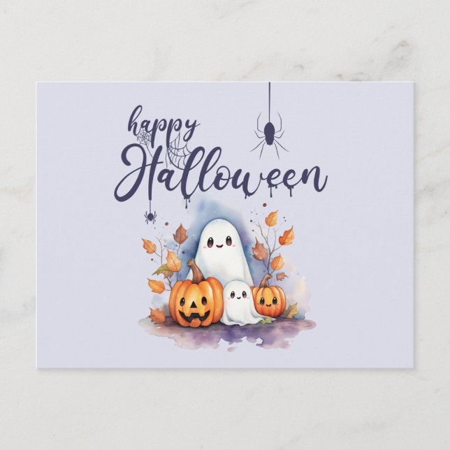 Carte postale Citrouille éffrayant Ghost Halloween (Devant)