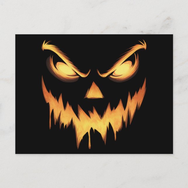 Carte Postale Citrouille effrayant Jack-o'-lantern Face Hallowee (Devant)