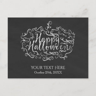 Carte Postale Citrouille élégante tableau noir Joyeux Halloween