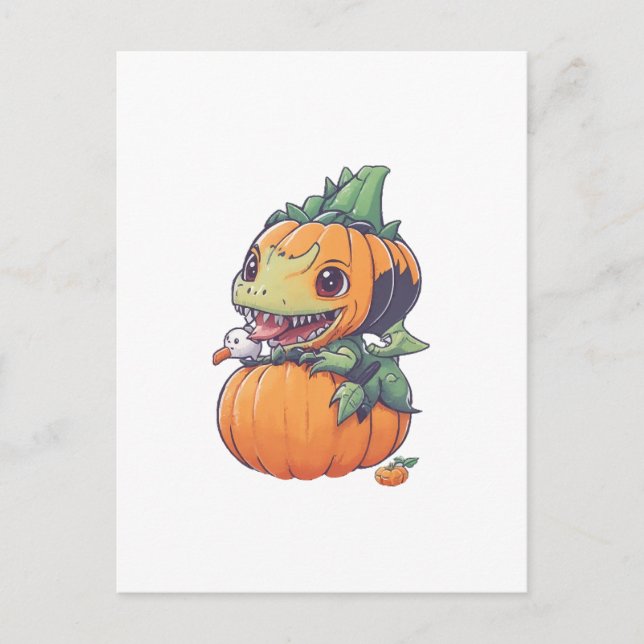 Carte Postale citrouille folle essayant de manger effrayant  (Devant)