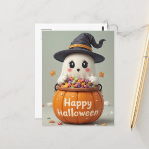 Carte Postale Citrouille Ghost Halloween Sweet Ghoost Salutation