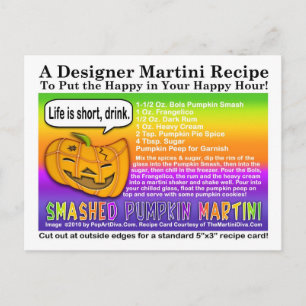 Carte postale Citrouille haché Martini d'Halloween
