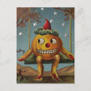 Carte Postale Citrouille heureuse (Carte de Halloween vintage)