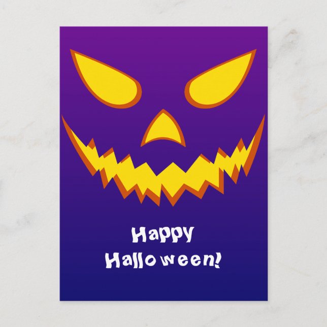 Carte Postale Citrouille Jack-o'-lantern de la face d'Halloween  (Devant)