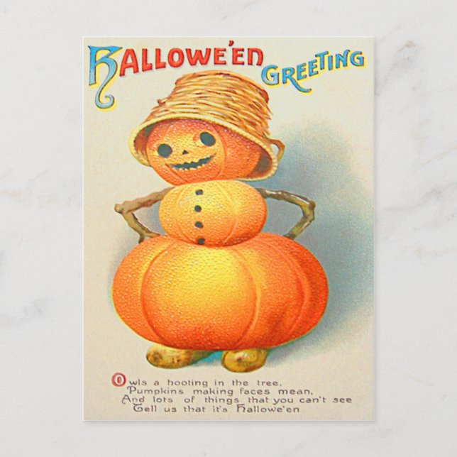 Carte Postale Citrouille Jack O'Lantern Snowman (Devant)