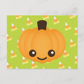 Carte Postale Citrouille Kawaii