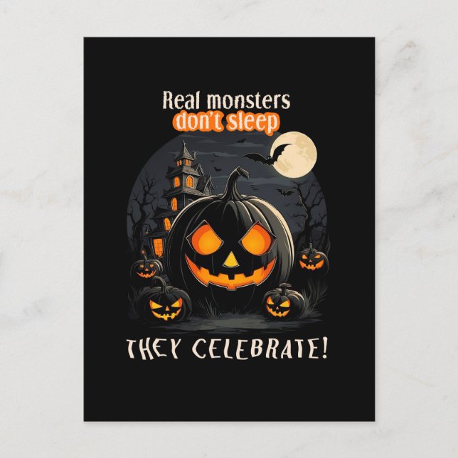Carte Postale Citrouille noir d'Halloween (Devant)