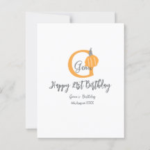 Citrouille orange automne anniversaire 21 ans gris
