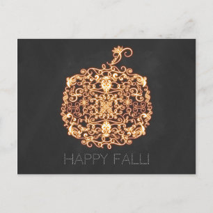 Carte Postale Citrouille orange lumineuse en filigrane Automne