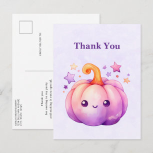 Carte Postale Citrouille Pastel avec Étoiles Mignon Merci Rêveur