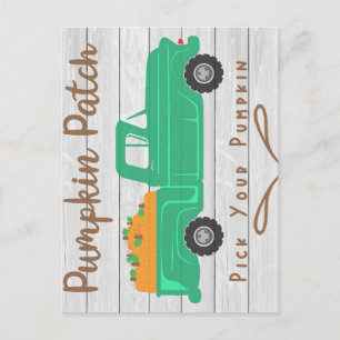 Carte Postale Citrouille Patch avec Camion de Citrouilles de fer