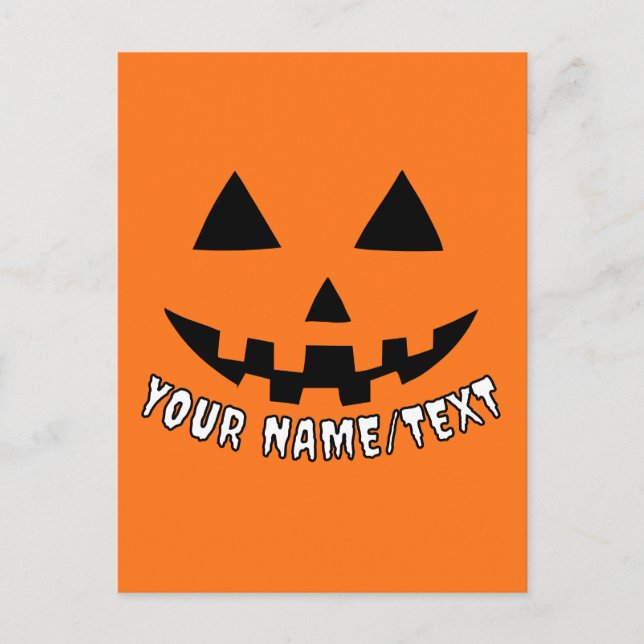 Carte Postale Citrouille personnalisé Halloween Votre nom ou TEX (Devant)