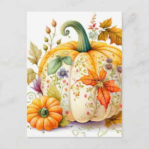 Carte Postale Citrouille récolté d'automne fraîchement récolté
