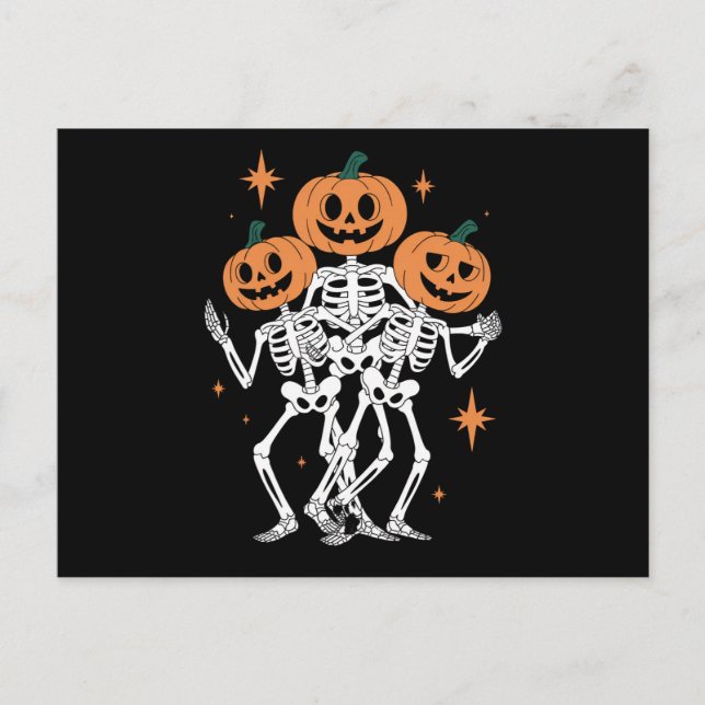 Carte Postale Citrouille squelette Halloween Citrouille Saison S (Devant)