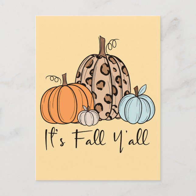 Carte Postale Citrouille tendance automne | Citation "It’s Fall  (Devant)