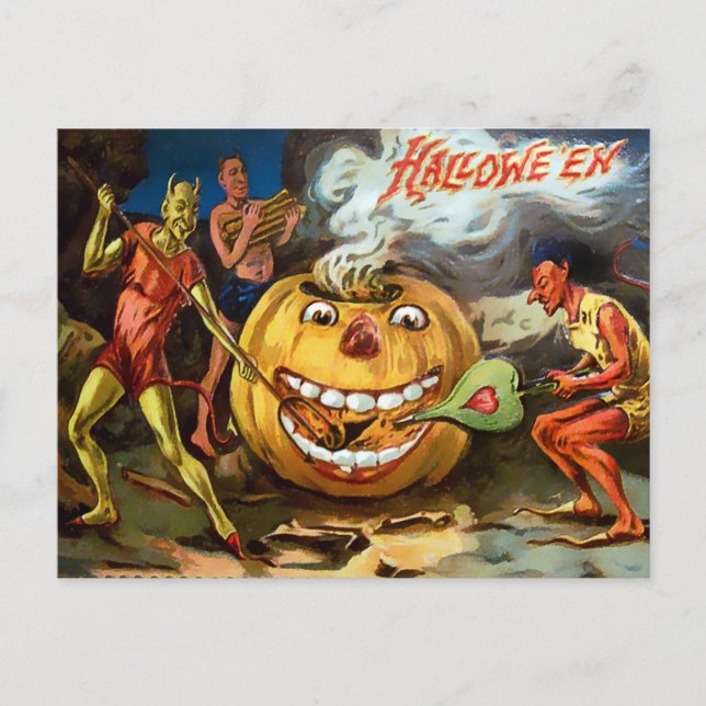 Carte postale Citrouille vintage Halloween (Devant)