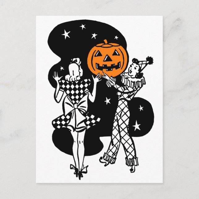 Carte Postale Citrouille vintage Retro Halloween (Devant)