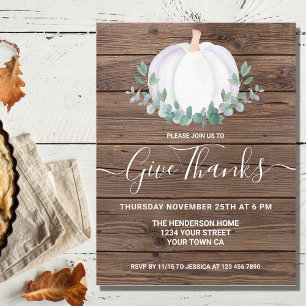 Carte Postale Citrouille Wood Thanksgiving Postcard Invitation