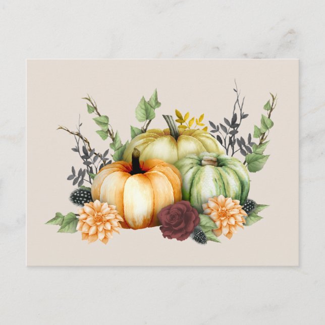 Carte Postale Citrouilles aquarelles (Devant)