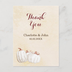 Carte Postale citrouilles blanches remerciement mariage automne 