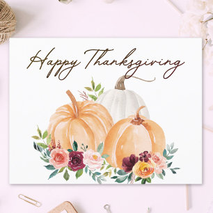 Carte Postale Citrouilles d'automne et fleurs boho