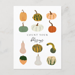 Carte Postale Citrouilles de remerciements automne