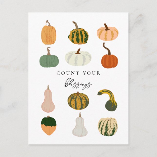 Carte Postale Citrouilles de remerciements automne (Devant)