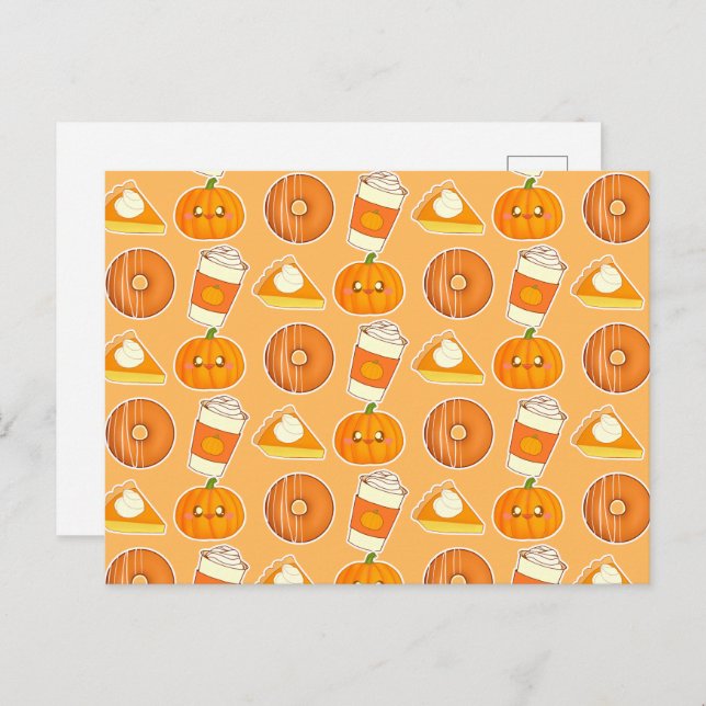 Carte Postale Citrouilles de saison automnale (Devant / Derrière)