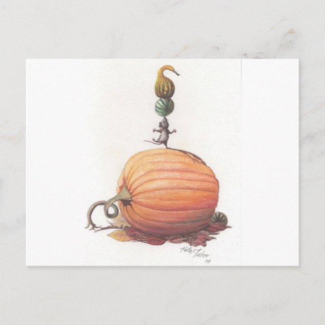 Carte Postale Citrouilles d'équilibrage de la souris (Devant)