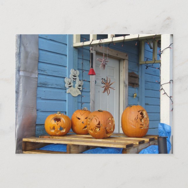 Carte Postale Citrouilles d'Halloween sculptés (Devant)