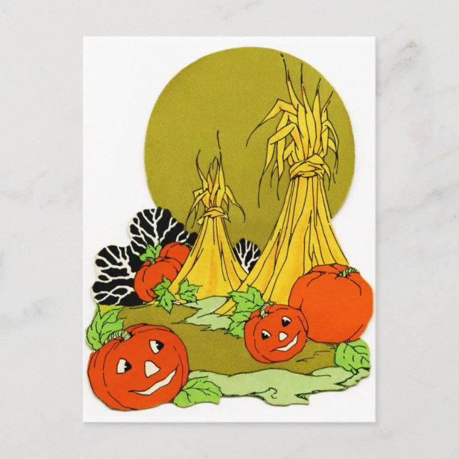 Carte Postale Citrouilles heureuses d'automne (Devant)
