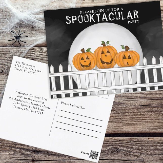 Carte Postale Citrouilles lunaires Éffrayants Halloween Spooktac (Créateur téléchargé)