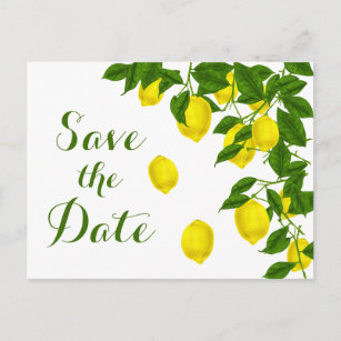 Carte Postale Citrus jaune Enregistrer la date Citron vert Fianç
