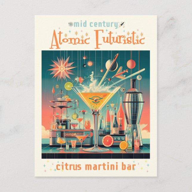 Carte Postale Citrus Martini Bar Futuriste Atomique du milieu du (Devant)