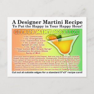 Carte postale Citrus Mint Martini Recette