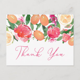 Carte Postale Citrus Orange Kumquat Peonies Merci Floral
